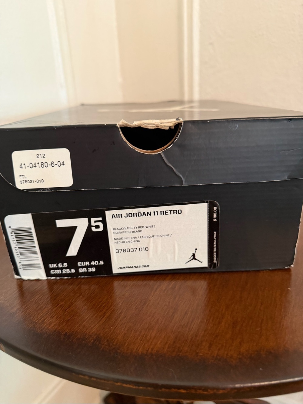 Air Jordan 11 Retro Black Varsity Red White Men’s Size 7.5